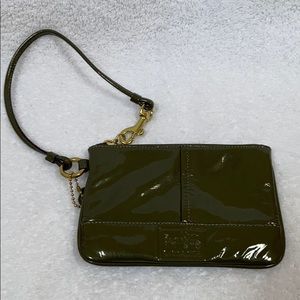 Coach patent leather olive wristlet
